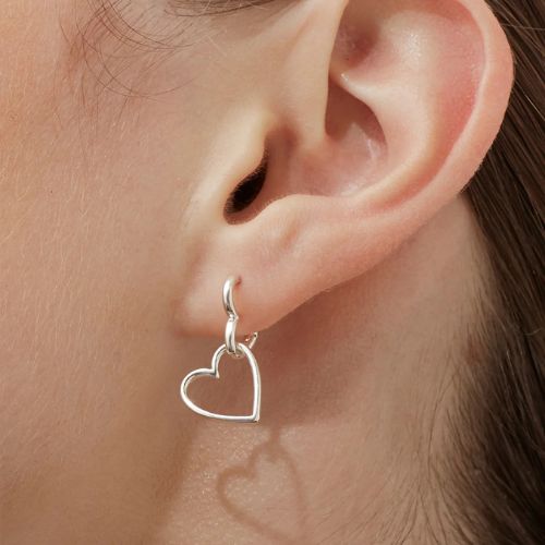 Double Heart Hoop Earrings - Silver