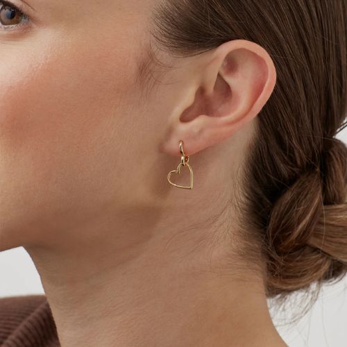 Double Heart Hoop Earrings - Gold