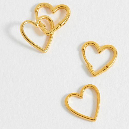 Double Heart Hoop Earrings - Gold