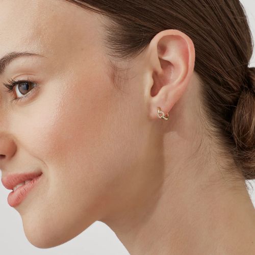 Pave Circle Hoop Earrings - Gold