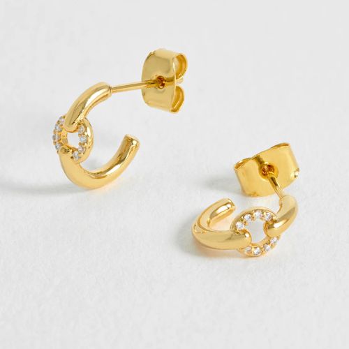 Pave Circle Hoop Earrings - Gold