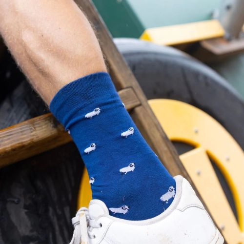 Bamboo Socks - Navy Sheep