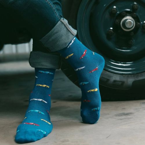 Bamboo Socks - Blue Classic Cars