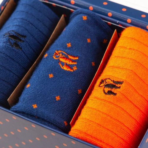 Bamboo Socks - Orange & Blue Sock Box