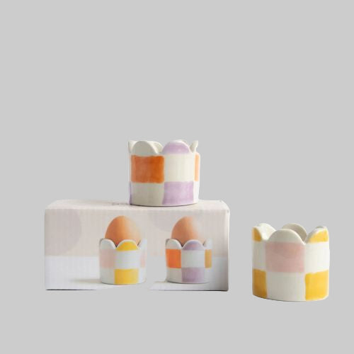 Multi Check Set of 2 Egg Cups