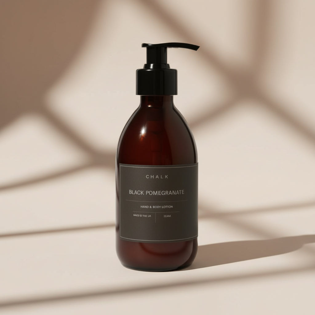 Amber Glass Jar Hand & Body Lotion - Black Pomegranate