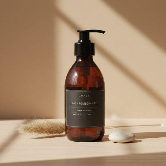 Amber Glass Jar Hand & Body Wash - Black Pomegranate