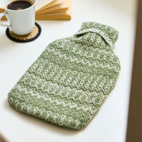 Fair Isle Pure New Wool Hot Water Bottle - Green