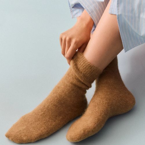 Biscuit Beige Ultra Soft Alpaca Bed Socks