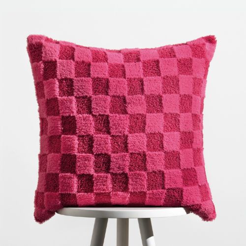 Check It Boucle Fleece Cushion - Pinky Crush
