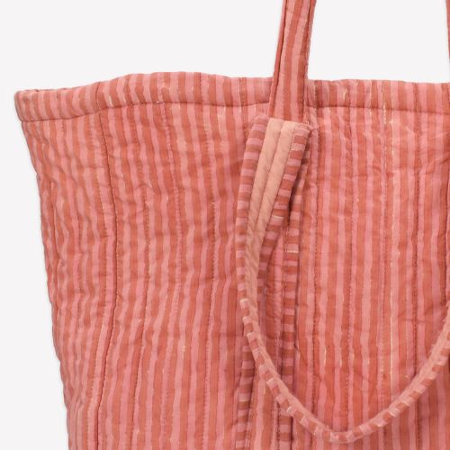 Quilted Carry All Candy Stripe - Rhubarb