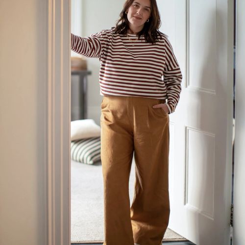 Rebecca Stripe Top - Tobacco/Ecru