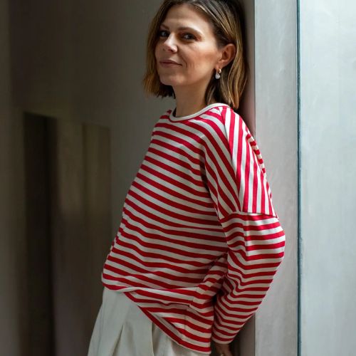 Rebecca Top - Red/Ecru