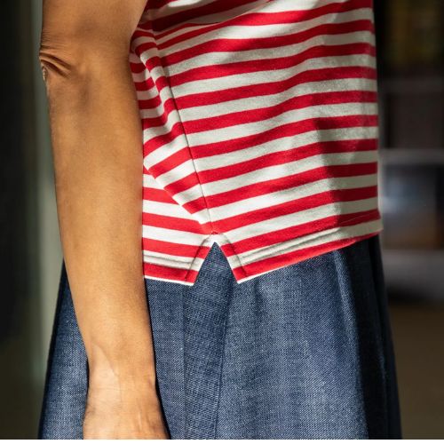 Wei Stripe Top - Red/Ecru