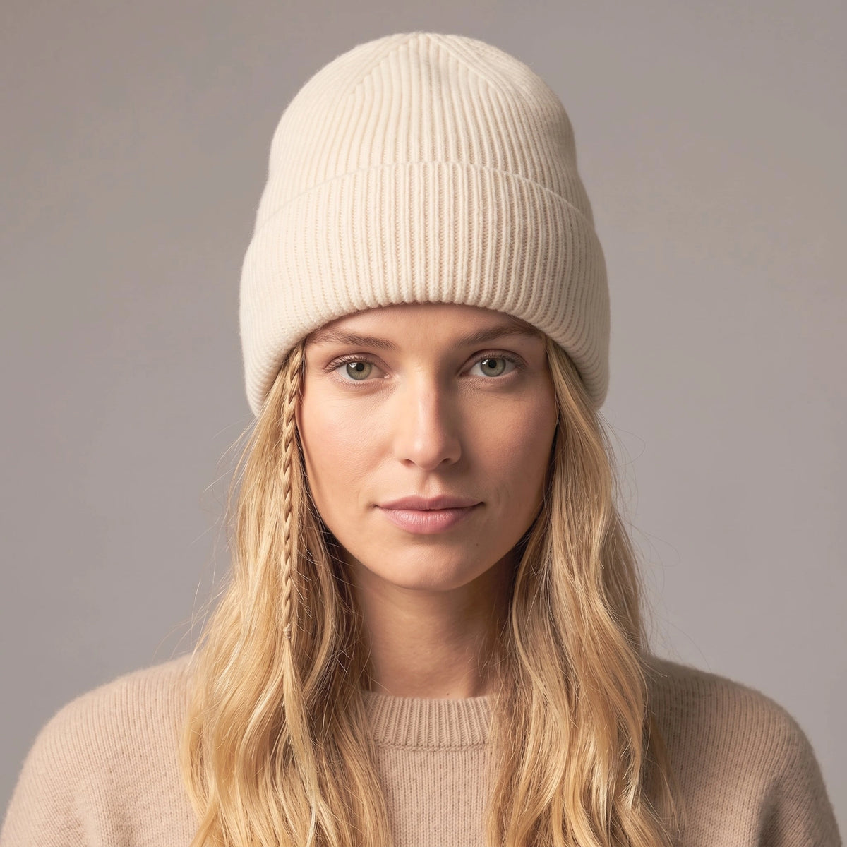 Noelle Ribbed Beanie Hat - Cream
