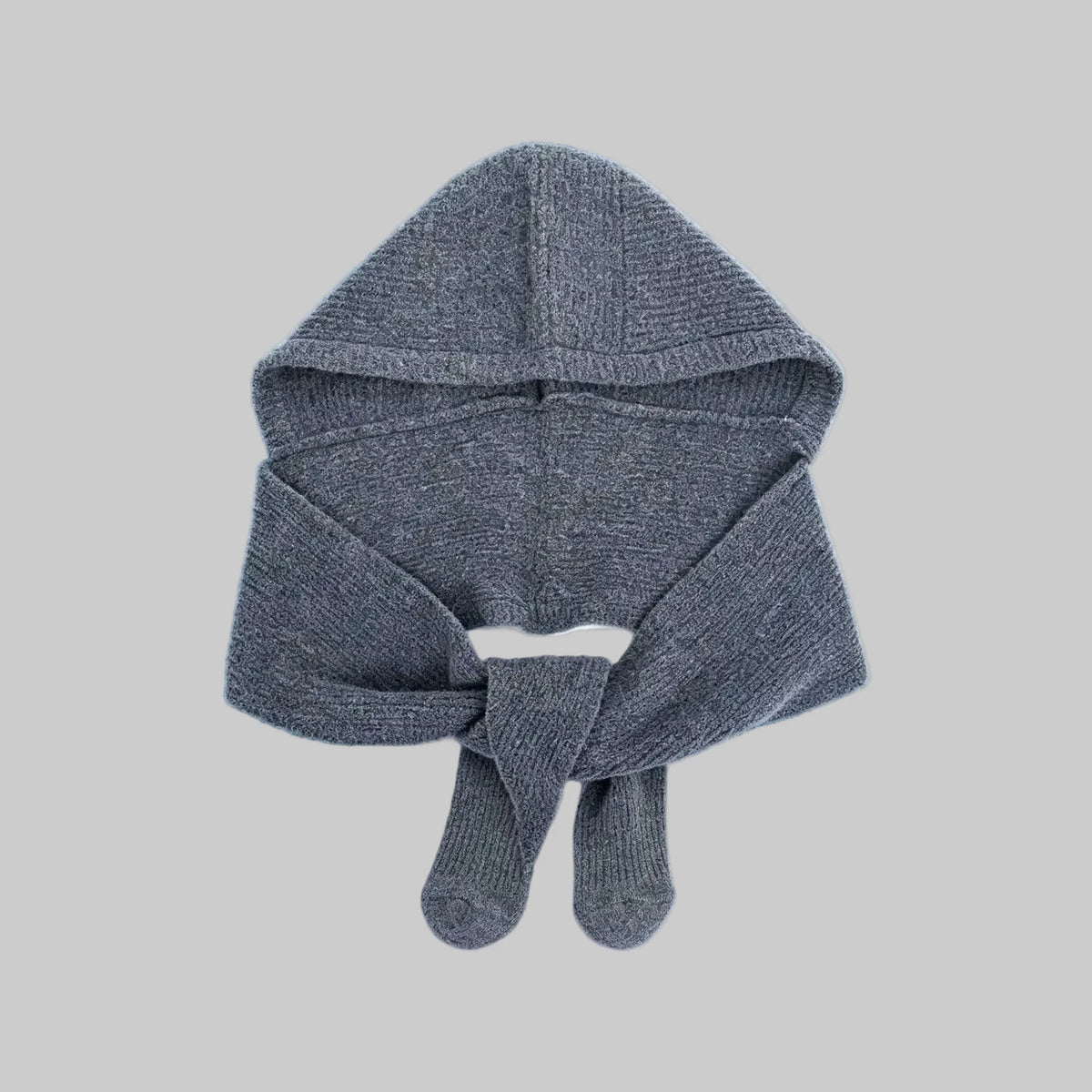 Plain Triangle Hooded Scarf - Dark Grey