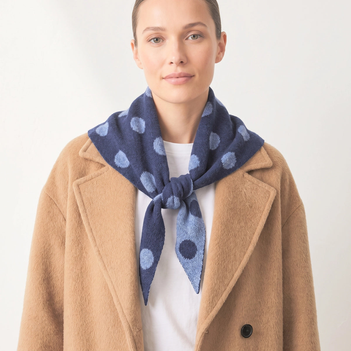 Spotted Triangle Scarf - Navy/Denim