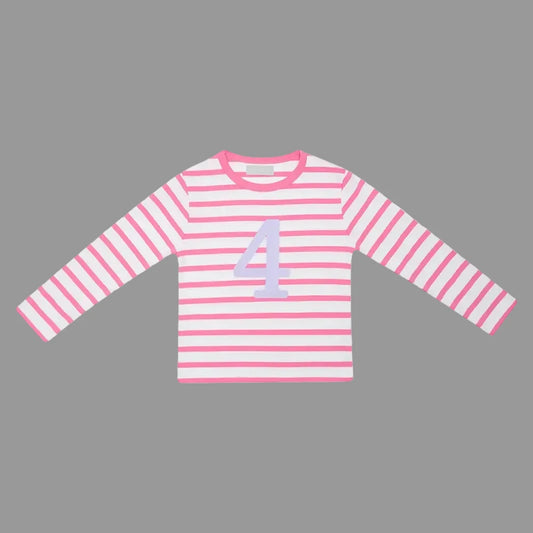 Hot Pink & White Striped T-Shirt - Age 4
