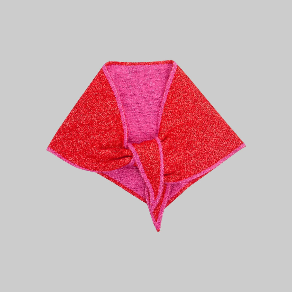 Contrast Trim Triangle Scarf - Red/Pink