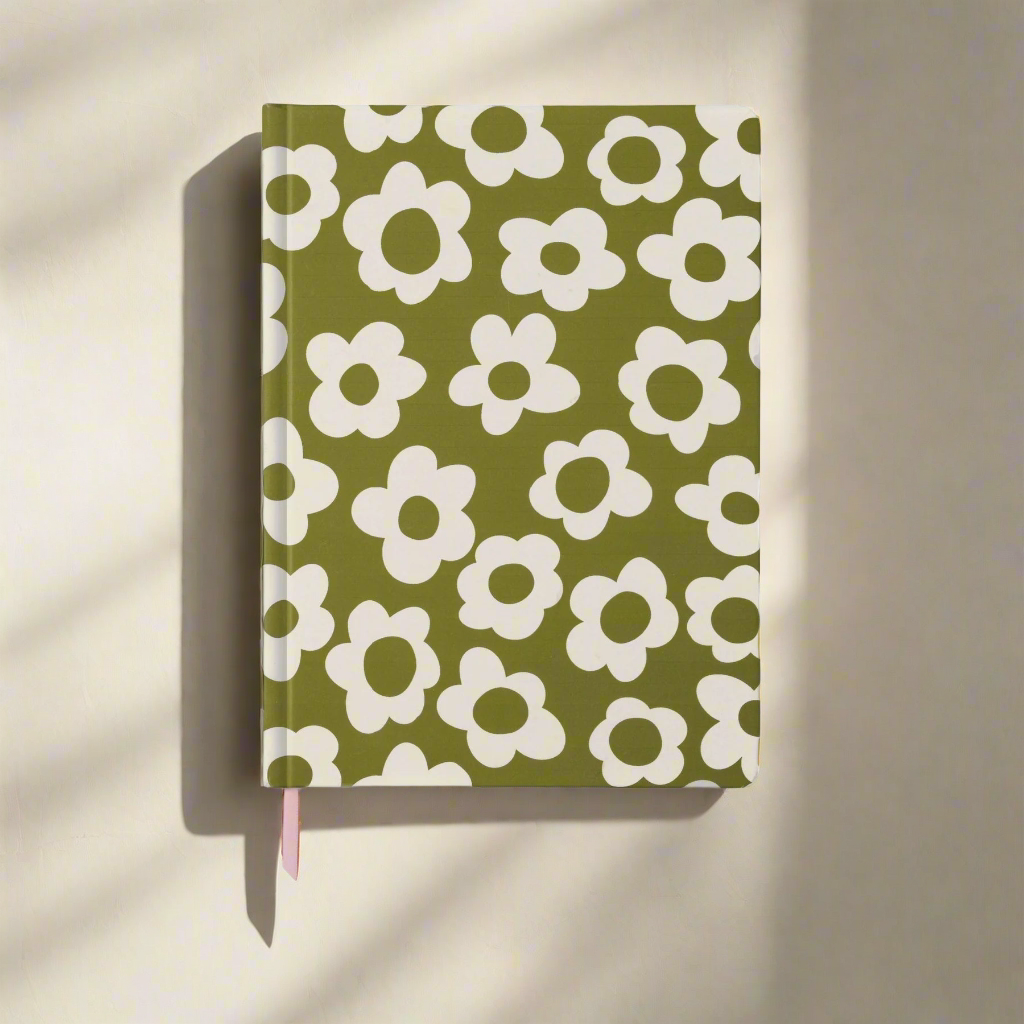 Jumbo Soft Touch Journal - Green Groovy Floral